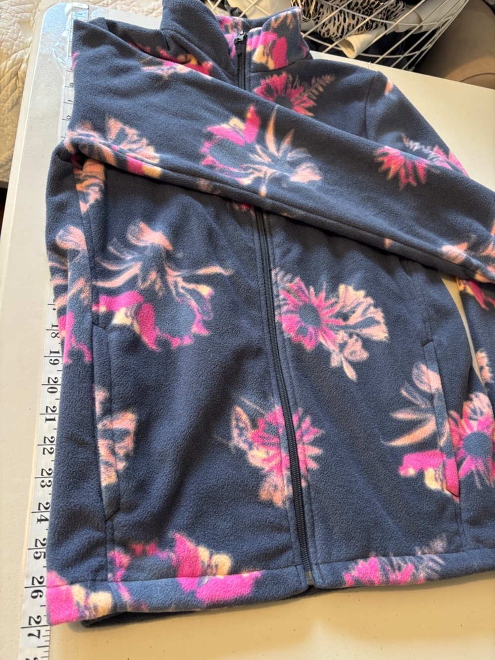 Columbia Kids Floral Fleece Zip Jacket Size XL Hiking Everyday Soft Cozy Granola - Picture 8 of 9